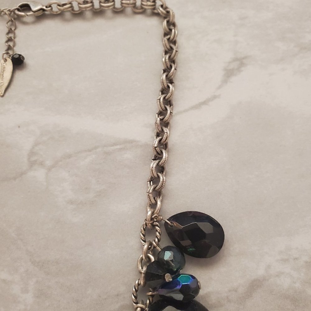 ✨ Coldwater Creek Black AB Aurora Borealis Beaded Stone Necklace ✨ - Picture 3 of 8